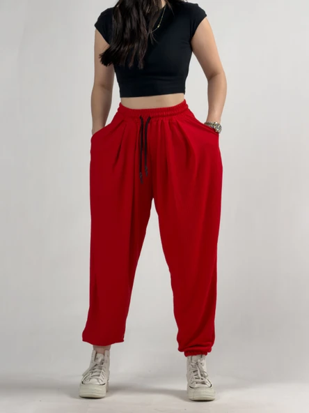 Bürümcük Kırmızı Kadın Jogger Pantolon COC3229 ürün görseli 1