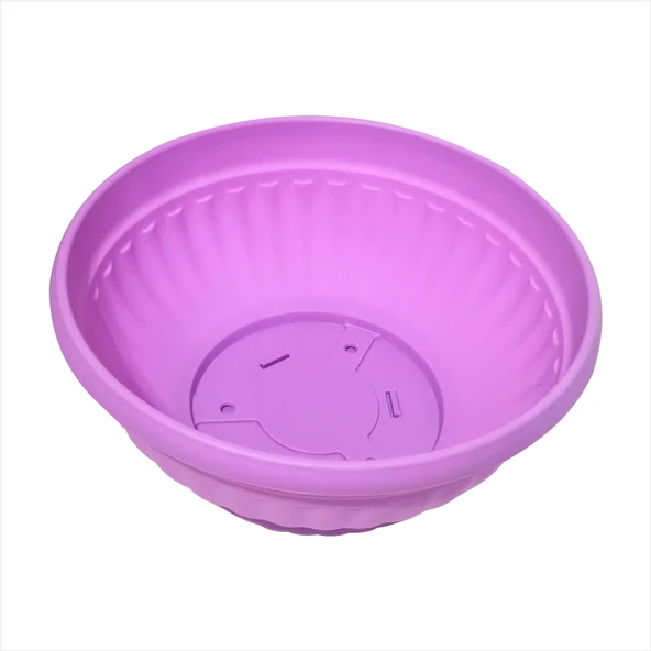 Büyük Geniş Mor Lila 33 cm Çapında Yuvarlak 10 cm Derin Tahliye Delikli Tabaklı Salon Balkon Aranjman Saksısı ürün görseli 1
