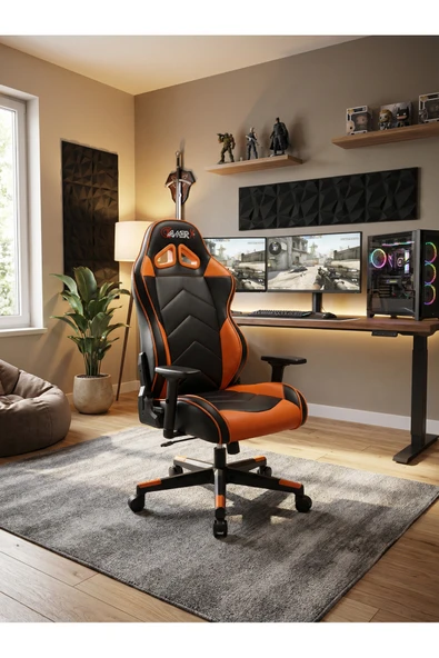 GAMERX G/D X Serisi Turuncu/Siyah Deri Oyuncu Koltuğu ürün görseli 1