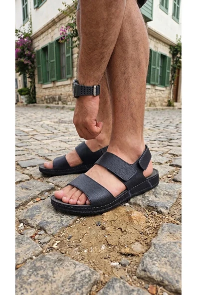 CEYO Deri Taban Ortopedik Erkek Sandalet 9964-9 ürün görseli 1