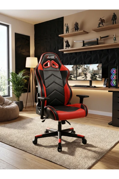 GAMERX G/D X Serisi Kırmızı/Siyah Deri Oyuncu Koltuğu ürün görseli 1