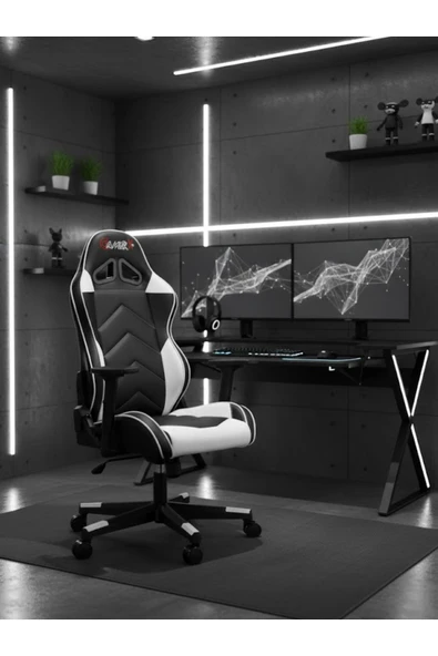 GAMERX X Serisi Deri Oyuncu Koltuğu Beyaz/siyah ürün görseli 1