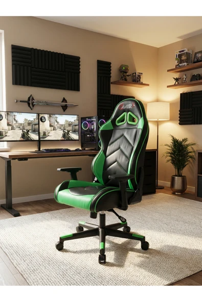 GAMERX G/D X Serisi Yeşil/Siyah Deri Oyuncu Koltuğu ürün görseli 1