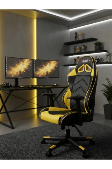 GAMERX X Serisi Kumaş Oyuncu Koltuğu Sarı/siyah ürün görseli 1