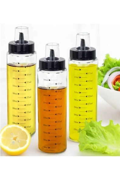 abenim 3 Adet Isıya Dayanıklı Cam 500ml Damlatmaz Akıllı Sirkelik Yağlık Yağdanlık ürün görseli 1