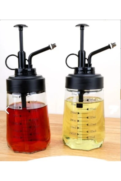 abenim Cam Yağdanlık Pompalı Yağlık Cam Şişe 2 Adet Zeytinyağı Sirke Püskürtücü (350ML) ürün görseli 1