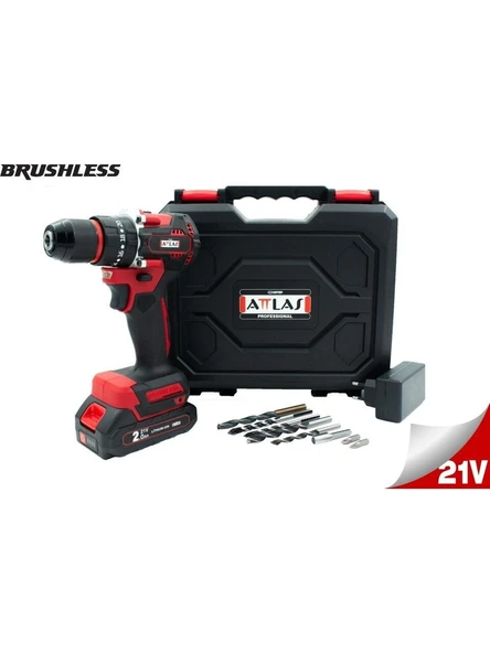 Attlas Atb 21 BLPD-201C 21V 2.0AH Tek Akülü Kömürsüz Darbeli Matkap L-Boxx Çantalı + 8 Parça Uç Seti ürün görseli 1