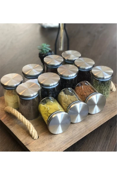 abenim 300 ml Metal Borosilikat Baharatlık Takımı 6 Adet ürün görseli 1