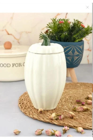 abenim Seramik Beyaz Kabak Kavanoz,Baharatlık,Şekerlik 500 ml ürün görseli 1