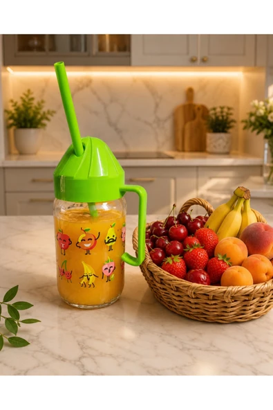 abenim Kulplu Pipetli Bardak 300 Cc Yeşil ürün görseli 1