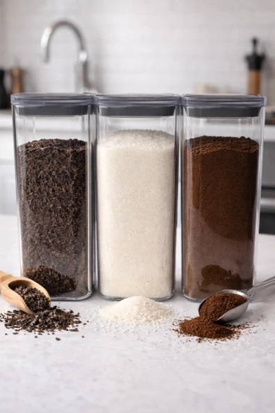abenim 3 Adet Vakum Kapaklı Akrilik Saklama Kavanozu 1700 ml ürün görseli 1