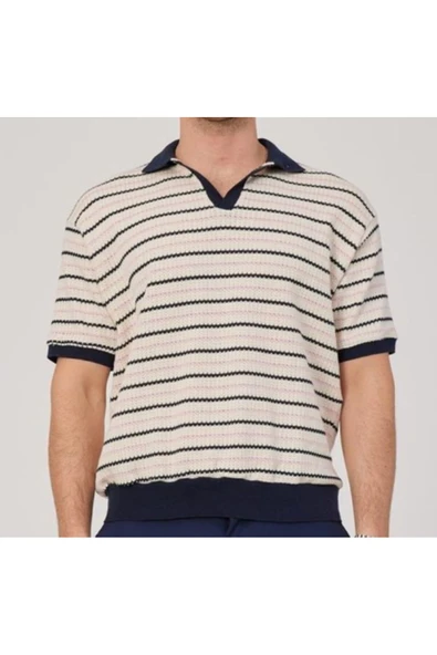 abenim Beli Lastikli Triko Kumaş Siyah Çizgili Tshirt ürün görseli 1