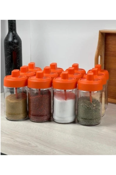 abenim 6 Adet Mat Kapaklı Kendinden Kaşıklı Baharatlık Seti - 330 ml - Cam Kavanoz ürün görseli 1