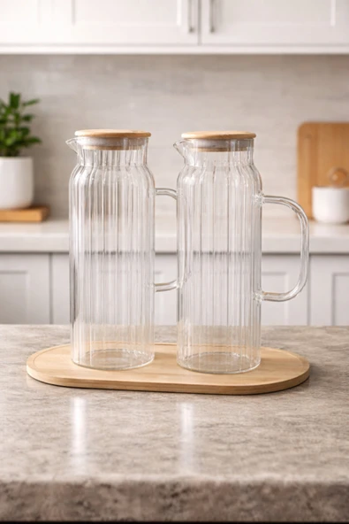 abenim Bambu Standlı 2’li 1000 ml Yağdanlık Yağlık 1000 ml ürün görseli 1