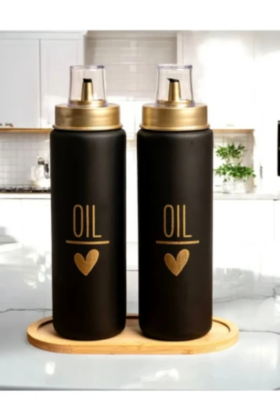 abenim 500 ml Borosilikat Damlatmaz Cam Yağlık SİYAH ürün görseli 1
