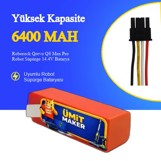 Roborock Qrevo Q8 Max Pro Robot Süpürge 6400 mAh 14.4V Batarya ürün görseli 1