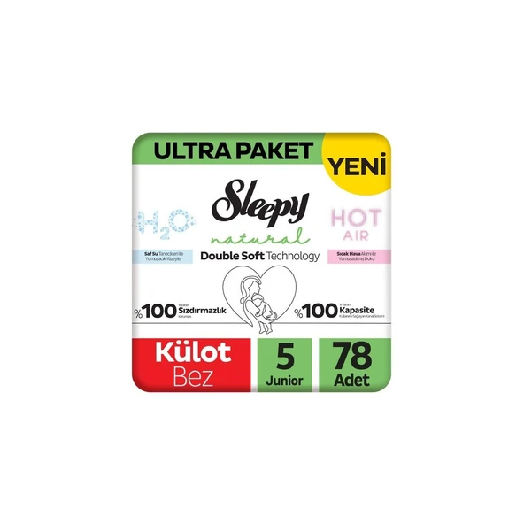 Sleepy Natural Double Soft Ultra Paket Külot Bez 5 Numara Junior 78 Adet ürün görseli 1