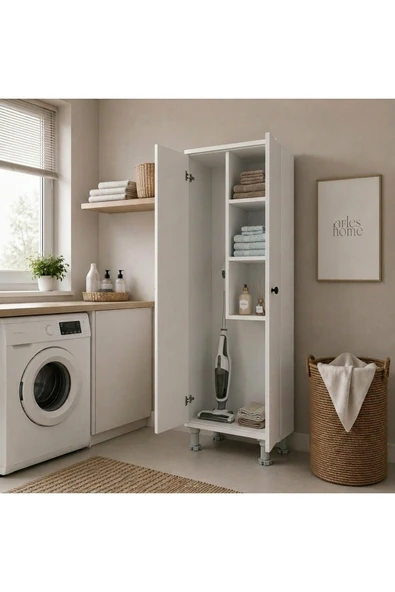 Arles Home 2 Kapaklı 3 Raflı Süpürge Dolabı Çok Amaçlı ürün görseli 1
