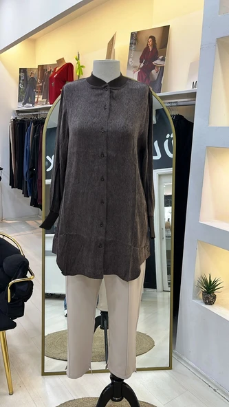 invee modal kumaş tunik 7254 kahve - Resim 2