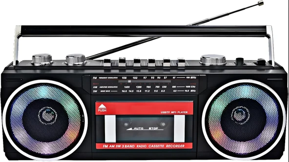 Reytek PX-666BT Bluetooth USB/SD/FM Radyo RGB Işıklı Taşınabilir Müzik Sistemi Kaset Çalar ürün görseli 1