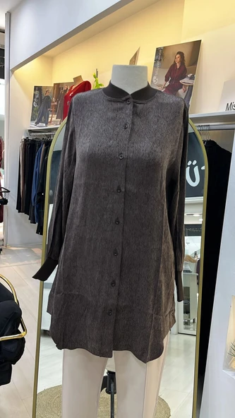 invee modal kumaş tunik 7254 kahve - Resim 4