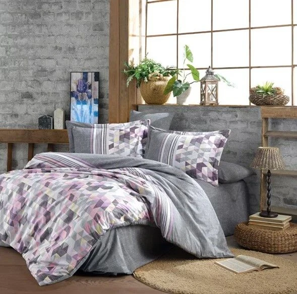 Hobby Kingsize Poplin Nevresim Arella Lila ürün görseli 1