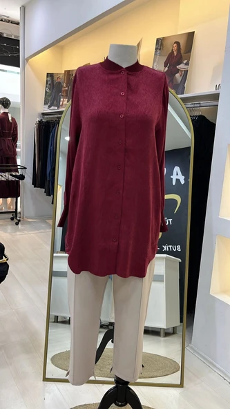invee modal kumaş tunik 7254 bordo - Resim 2