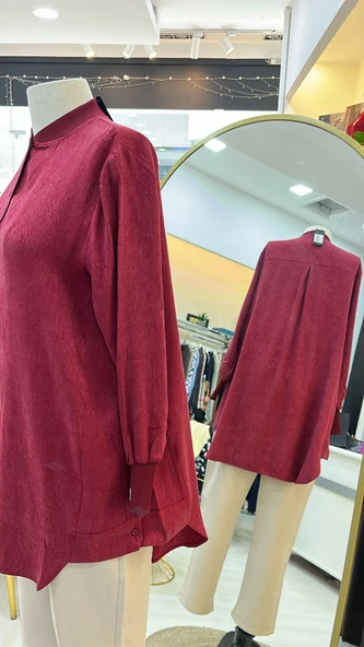 invee modal kumaş tunik 7254 bordo - Resim 4