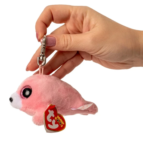 TY Beanie Boo´s Pierre Pembe Fok Peluş Anahtarlık Metal Askılı ürün görseli 1