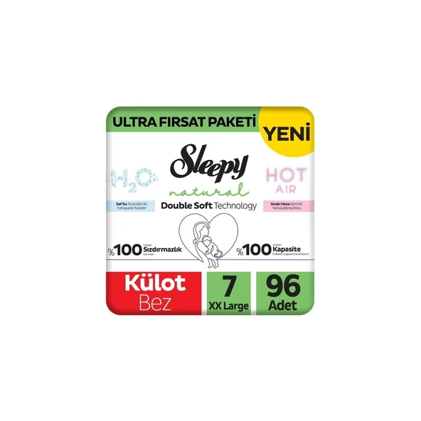 Sleepy Natural Double Soft Ultra Fırsat Paketi Külot Bez 7 Numara Xxlarge 96 Adet ürün görseli 1