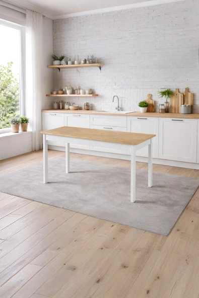Homendra Safir Meşe Mutfak Masası, 120x45, Küçük Yemek Masası, Ahşap Mutfak Masası ürün görseli 1