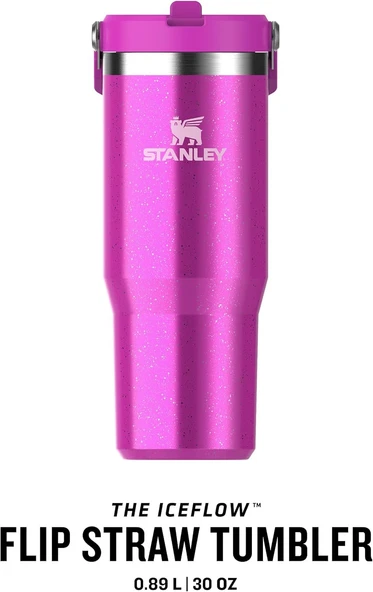 Stanley IceFlow Flip Straw Tumbler Pipetli Termos Bardak, 0.89 L, Fuşya Simli ürün görseli 1