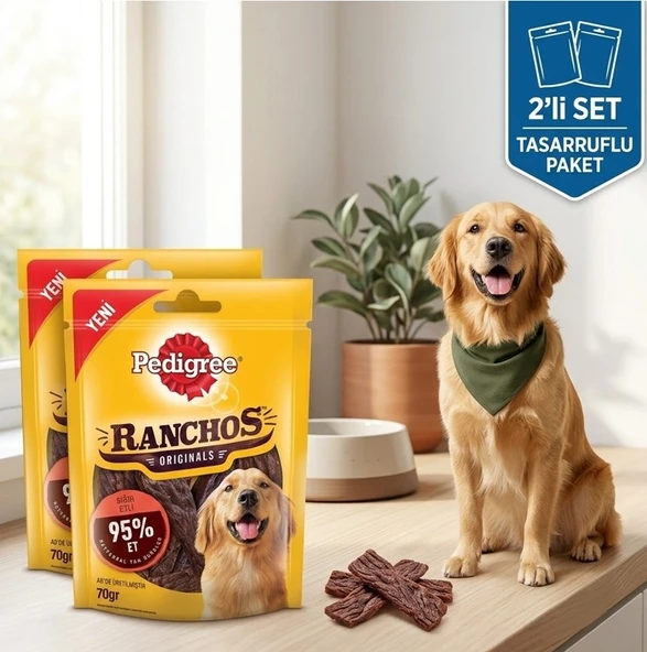 Pedigree Ranchos Jerkies Tahılsız Sığır Etli Köpek Ödül Maması 70 Gr 2'Lİ SET ürün görseli 1