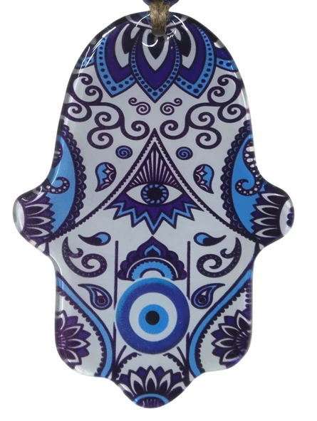 Mandala Desenli Cam Fatma Eli Nazarlık - Dekoratif Duvar Aksesuarı 10x15 cm ürün görseli 1