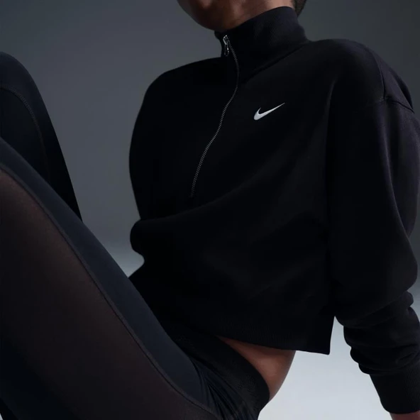 W NSW PHNX FLC QZ CROP  Kadın Sweatshirt DQ5767-010 ürün görseli 1