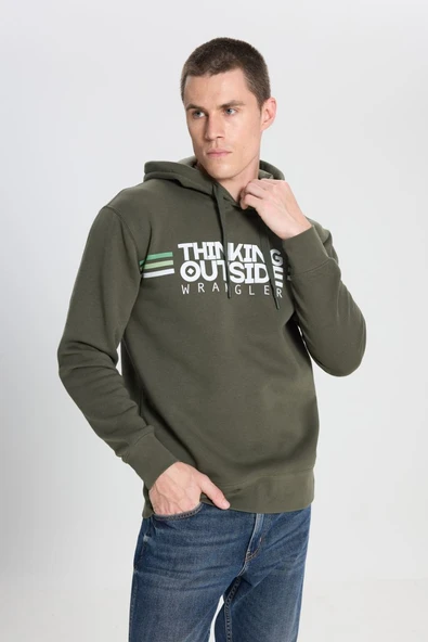 Grafik Logolu Kapüşonlu Sweatshirt  Erkek Sweatshirt W242443801 ürün görseli 1
