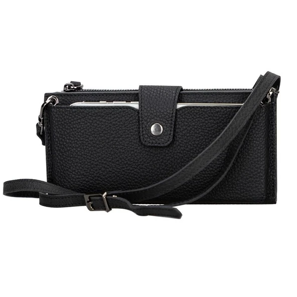 Lozan Strap 6.5 inch Uyumlu Deri Kartlıklı Kılıf ERC1 Siyah ürün görseli 1