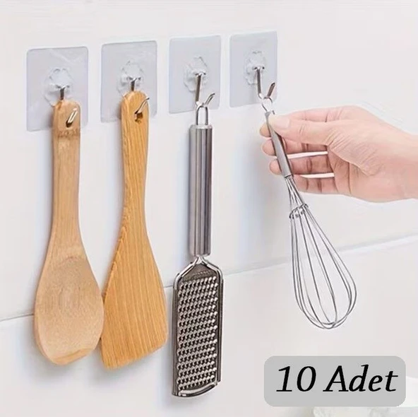 10 ADET Kendinden Yapışkanlı Şeffaf Askı ürün görseli 1