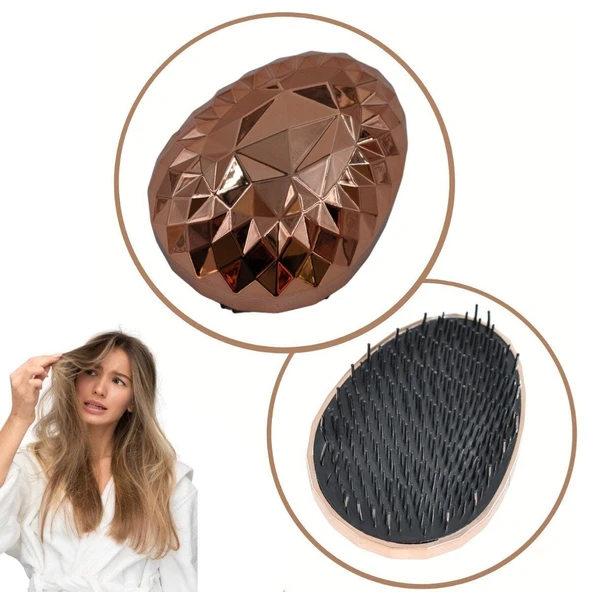 Rose Gold Saç Düzleştirici Tarak Geniş AralıklıHer Saç Tipine Uygun Fırçalı Saç Düzleştiric ürün görseli 1