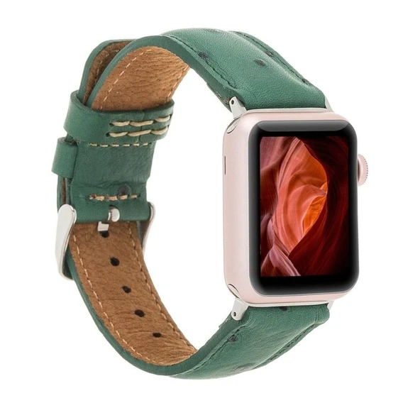 Apple Watch Uyumlu Deri Kordon 42-44-45mm DE6 Yeşil ürün görseli 1