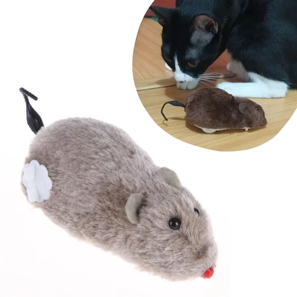Kurmalı Kedi Eğitim Oyuncağı Tüylü Peluş Fare Yakalama İnteraktif Sevimli Eğlenceli Oyuncak ürün görseli 1