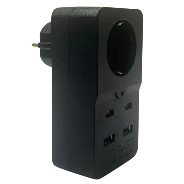 Isıya Dayanıklı Termal Akım Korumalı 1 Priz Girişli 2 USB Girişli 2 TYPE-C Girişli Pirz ürün görseli 1