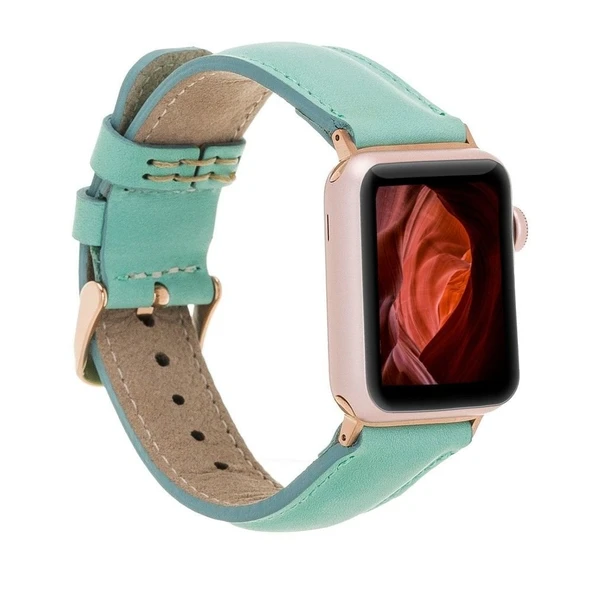 Apple Watch Uyumlu Deri Kordon 42-44-45mm BRN7 Yeşil ürün görseli 1