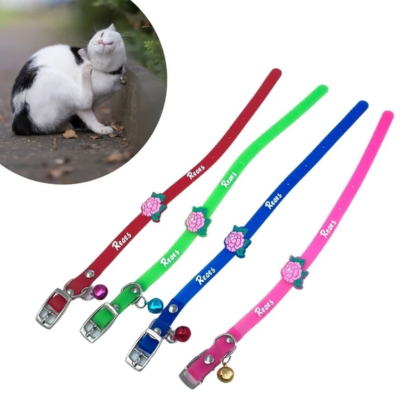 Çıngıraklı Zilli Sevimli Renkli Slikon Kedi Köpek Boyun Tasması ürün görseli 1