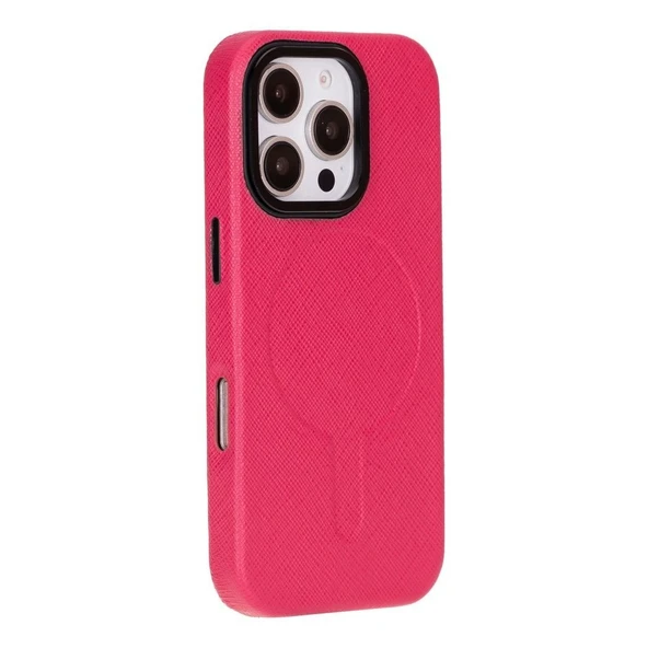 Apple iPhone 16 Pro Max uyumlu, Hakiki Deri, El Yapımı Kılıf, Pembe ürün görseli 1