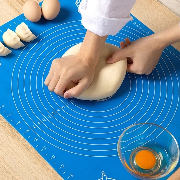 40*50 cm Silikon Ölçekli Kullanımı Kolay Hamur Açma Matı Ekmek Mantı Makarna Hamuru Yoğurma ürün görseli 1