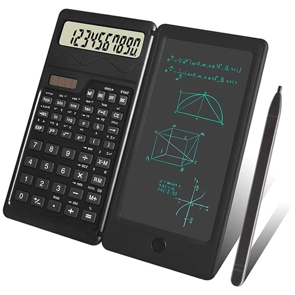Silinebilir LCD Yazı Tabletli,Kalemli Katlanabilir Bilimsel Hesap Makinesi ürün görseli 1