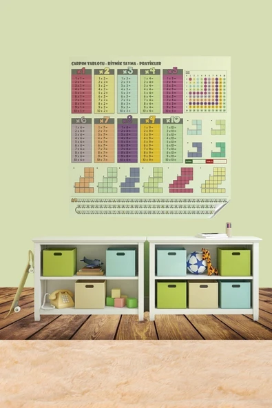 100x100cm Statik Kağıt Renkli Çarpım Tablosu - Resim 7