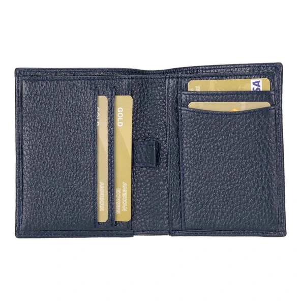 Purahide Deri Cüzdan, 7 Adet Kart Bölmesi, Dokulu Lacivert ürün görseli 1