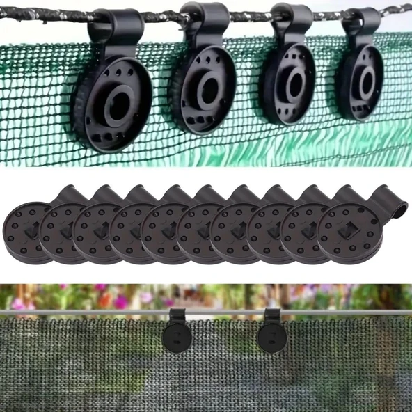 10 Adet Güneşlik Filesi Sabitleme Klipsleri, Gölgelik Bezi ve Brandalar İçin Dayanıklı Plastik Kelepçe Kancaları ürün görseli 1